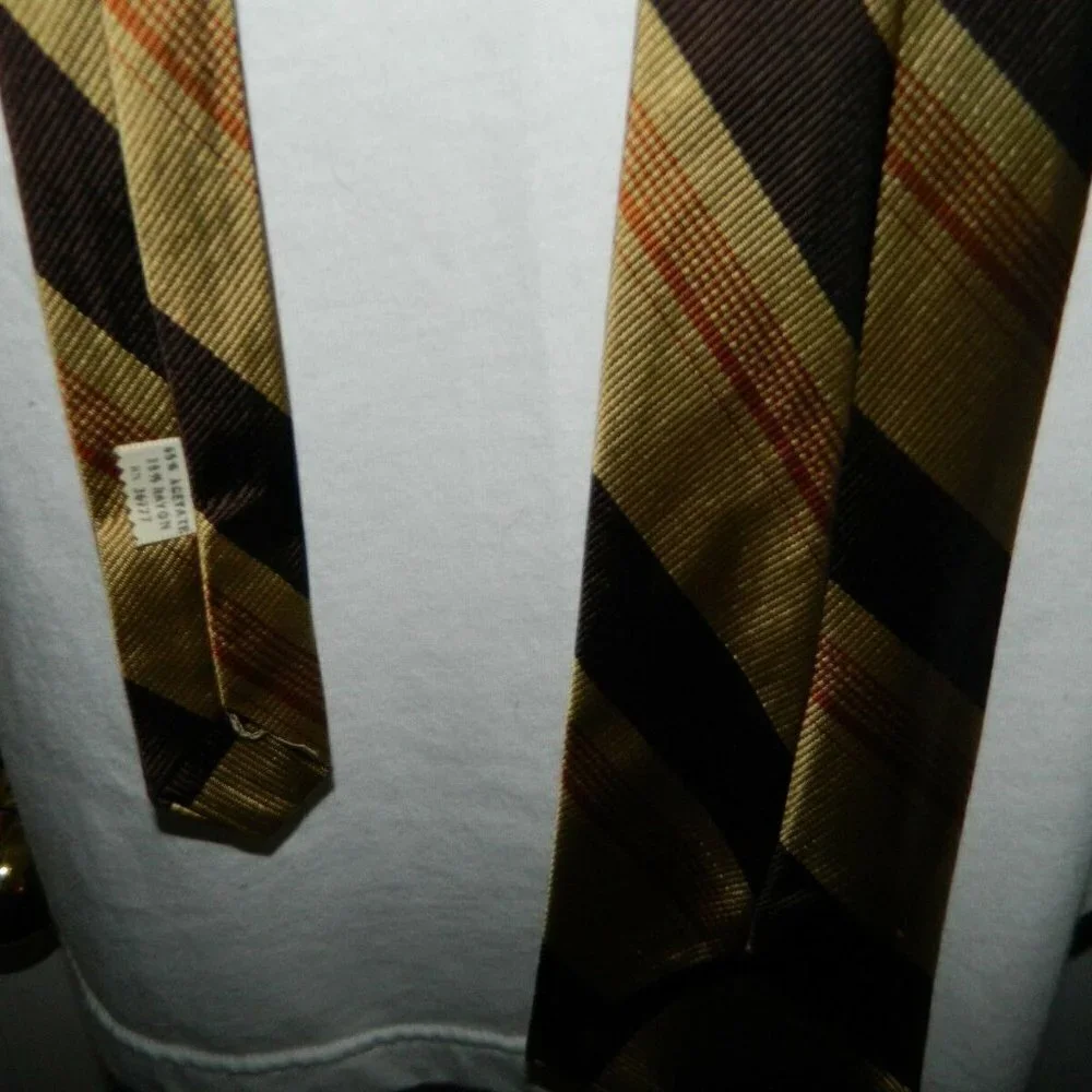Ascot Cravat Company Men's Beige Brown Stripe Tie
